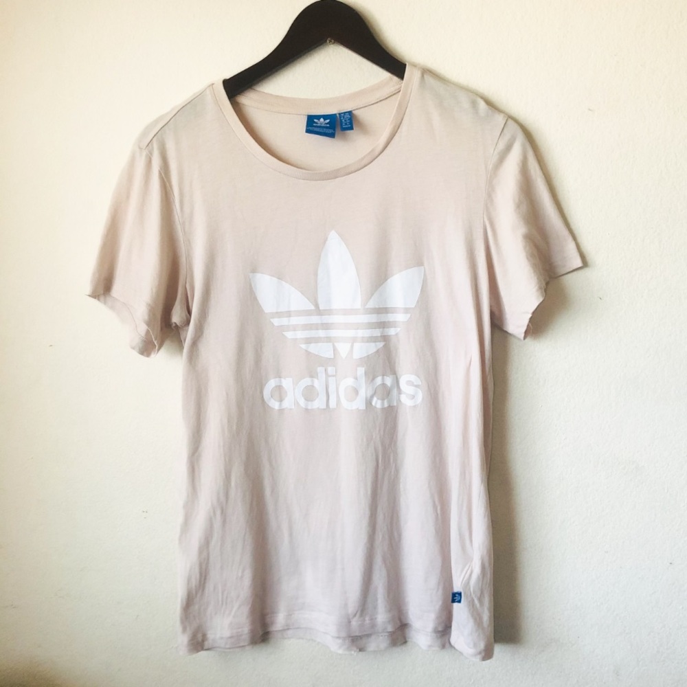 Adidas Beige Trefoil Crewneck T Shirt